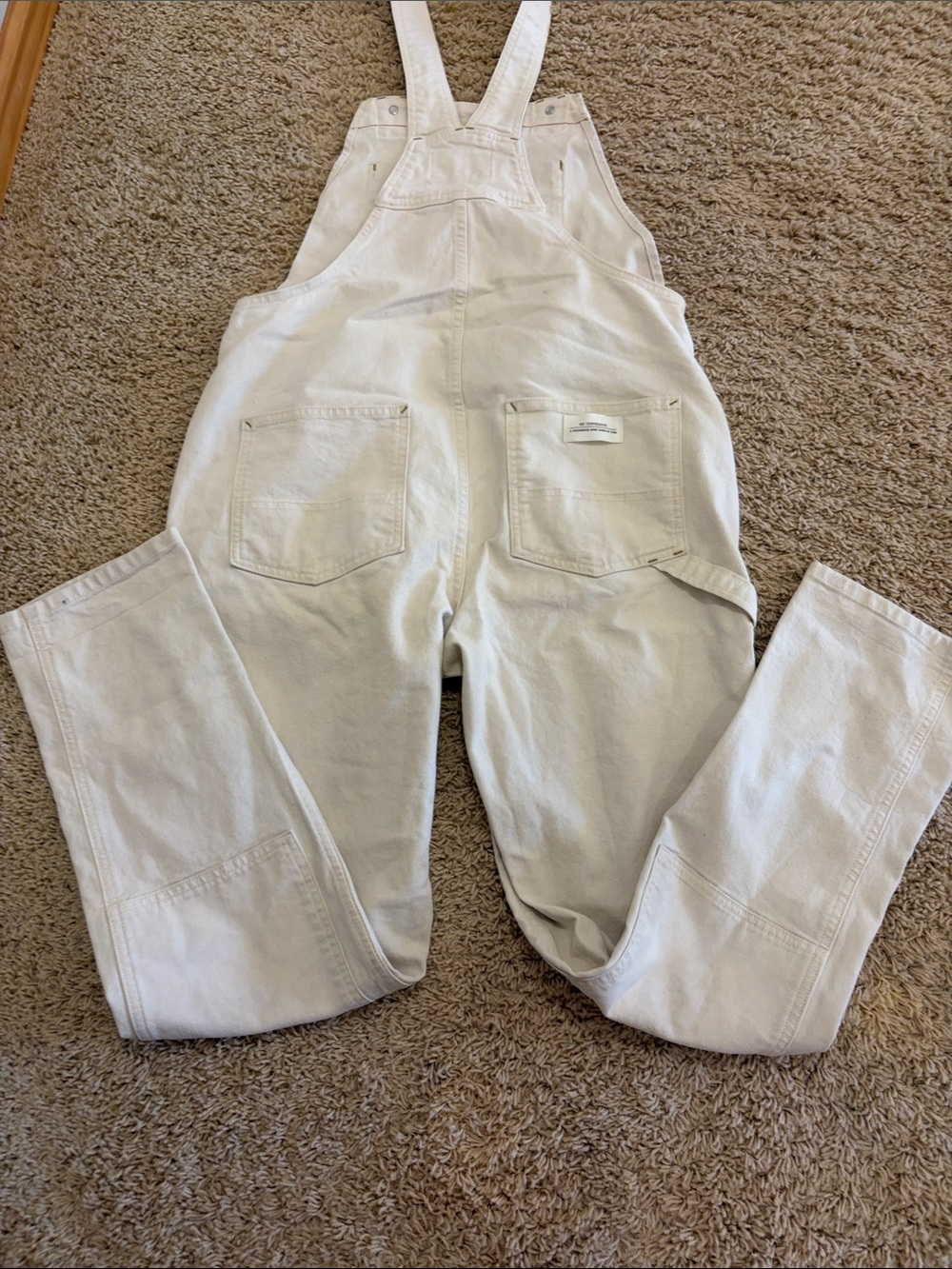 EUC REI Cooperative Trailsmith Cream Utility Painters Overalls, Womens 6 - Picture 13 of 14